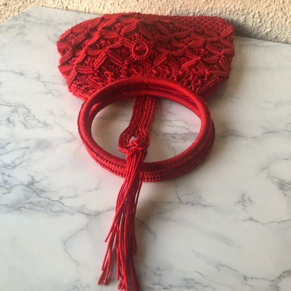 Macrame Crochet Handbag red - Picture 3 of 9